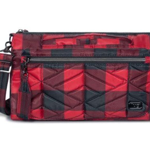 Lug Stretch Crossbody Bags in Buffalo Check and Snowman Trees - Picture 7 of 12